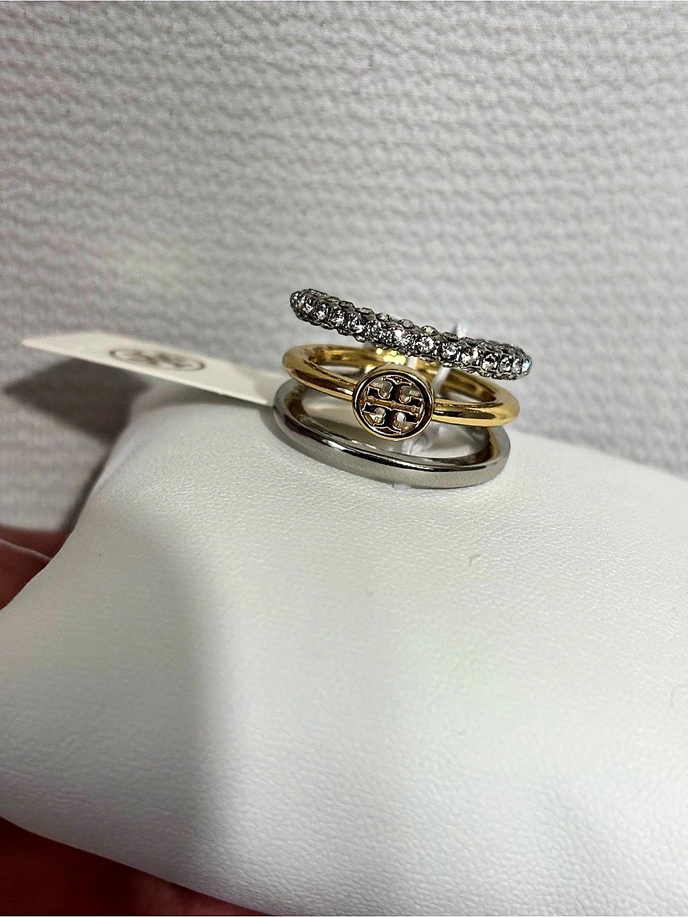Tory Burch Icon Pavé Stacking Ring Mixed-Metal Ring Stack